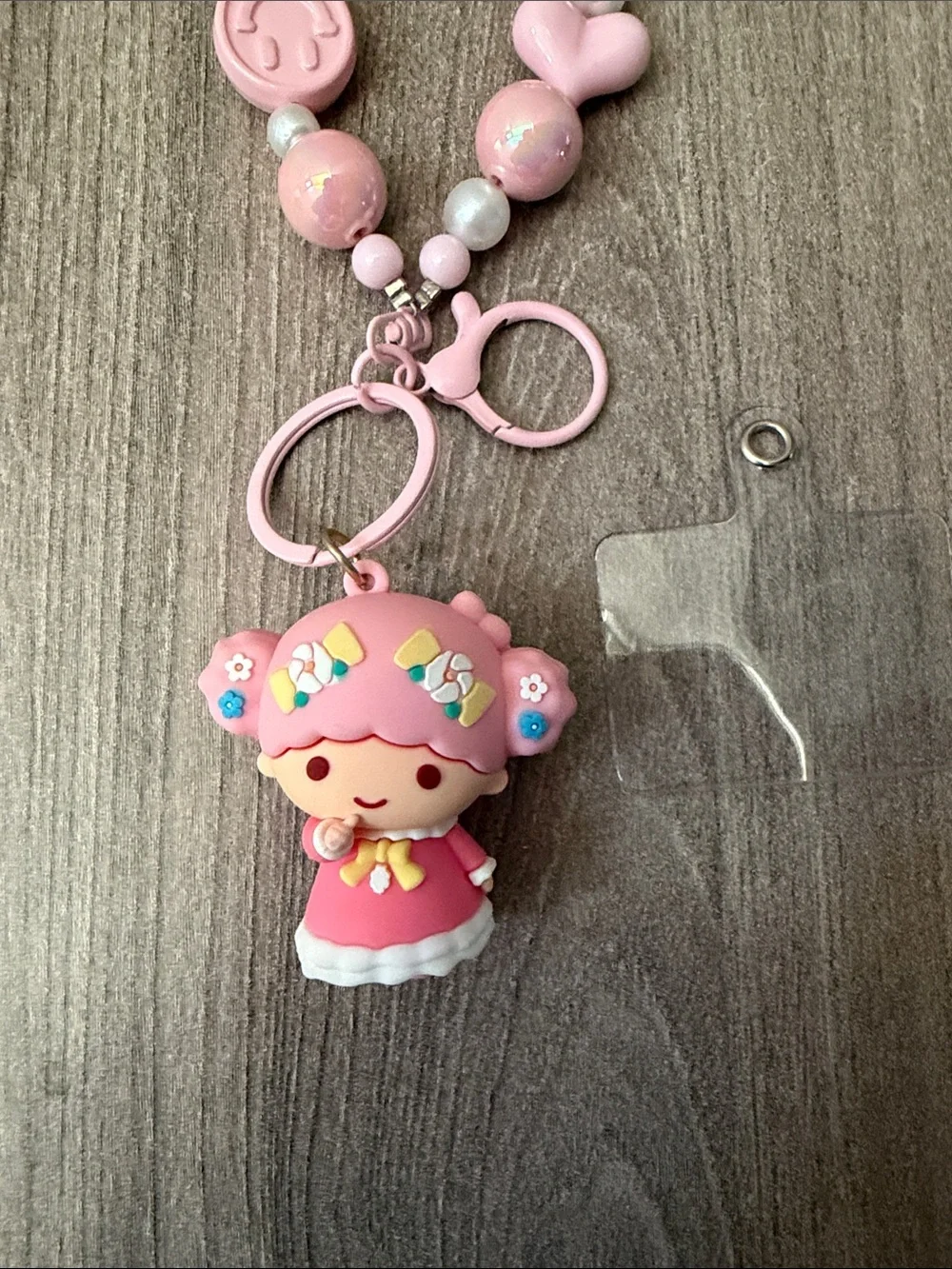 Lala Pink Cute Beaded Phone Charm Keychain - NWOT